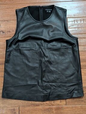 Theory Emlay Black Lamb Leather Sleeveless Top